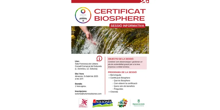 Organitzen una sessió informativa a Solsona pel sector turístic per aconseguir un certificat de sostenibilitat