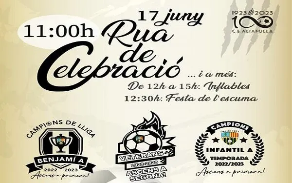 El CE Altafulla celebrarà aquest dissabte els tres ascensos del present curs amb una rua groc-i-negre i una festa al Joan Pijuan