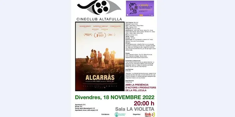 El Cineclub Altafulla Link s'estrena aquest divendres al renovat casal La Violeta amb la reconeguda 'Alcarràs', de Carla Simón