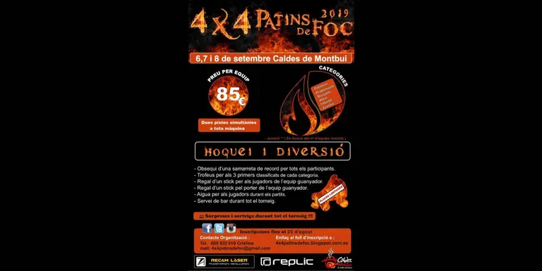 Arriba la 3a Edició del 4x4 Patins de Foc, el torneig d'hoquei patins que s'organitza des del Club d'Hoquei Caldes