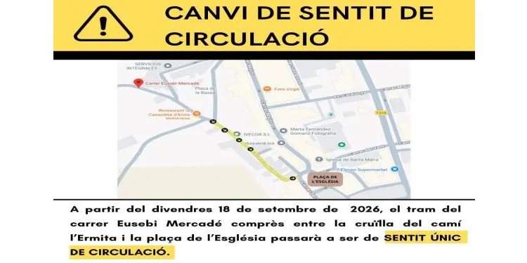 La Pobla de Montornès transforma part del carrer Eusebi Mercadé en sentit únic