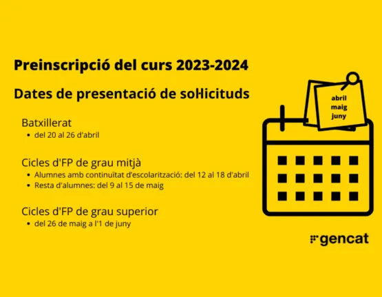 Educació publica el calendari de preinscripcions per al curs 2023/2024