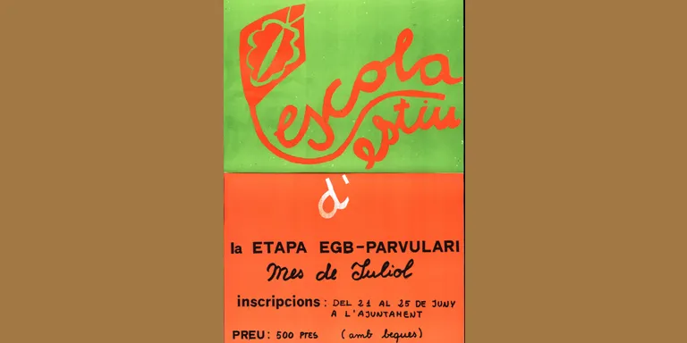 L'arxiu municipal mostra el cartell que anunciava l'escola d'estiu de 1982