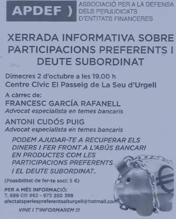 Xerrada informativa per a afectats per les participacions preferents