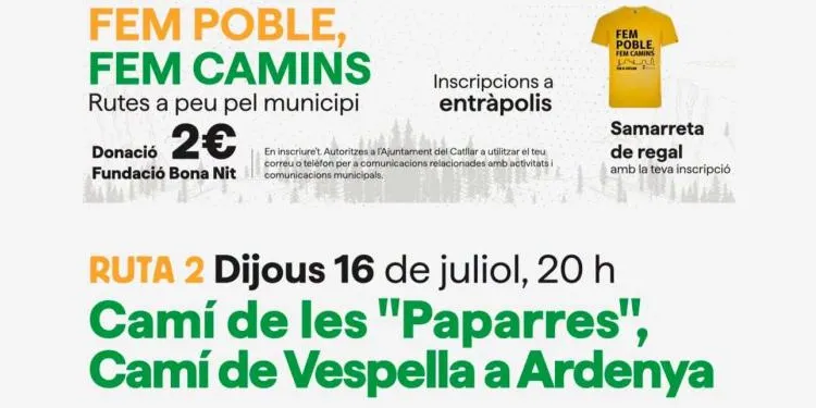 El cicle «Fem poble, fem camins» continua aquest dijous al Catllar amb una ruta pel Camí de les «Paparres» i el Camí de Vespella a Ardenya