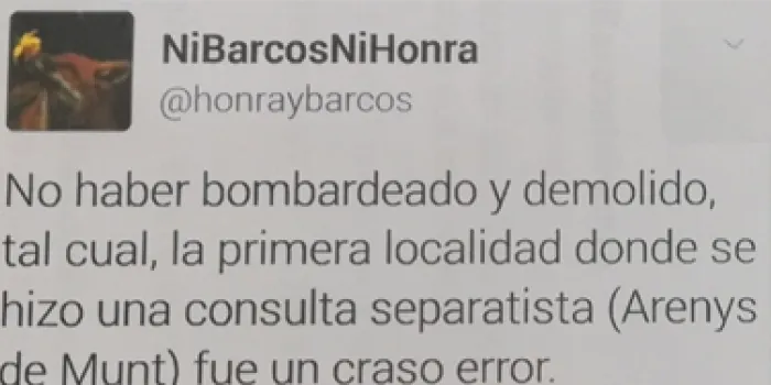 La Fiscalia obre diligències per investigar un comentari del Twitter que amenaçava amb ‘bombardejar i demolir’ Arenys de Munt