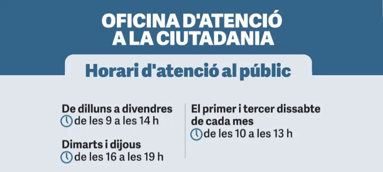 Nou horari d’obertura de l’Oficina d’Atenció Ciutadana (OAC) de l’Ajuntament
