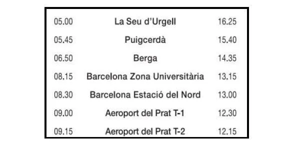 La línia de bus la Seu d'Urgell - Barcelona arribarà fins al Prat