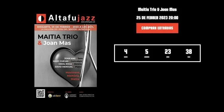 L'Altafujazz ofereix un concert aquest dissabte amb Maitia Trio i Joan Mas al saxo