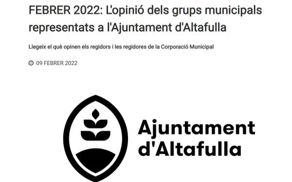 L'Ajuntament d'Altafulla publica per primera vegada les opinions de tots els grups municipals al web corporatiu