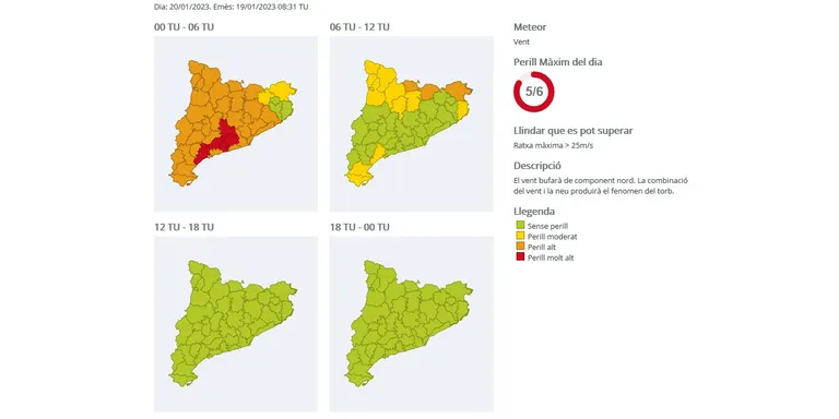 Protecció Civil torna a activar l’alerta del pla Ventcat per un nou episodi de fort vent generalitzat