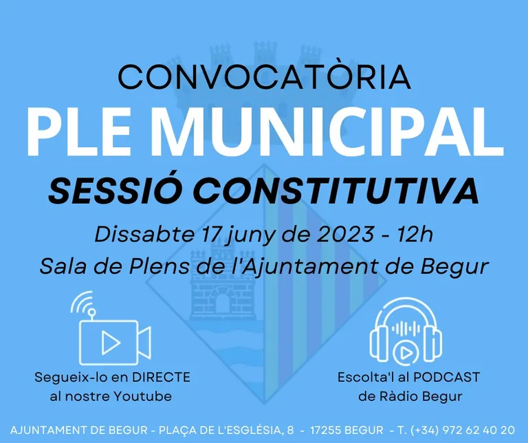 Dissabte 17 de juny es constituirà el nou Ajuntament