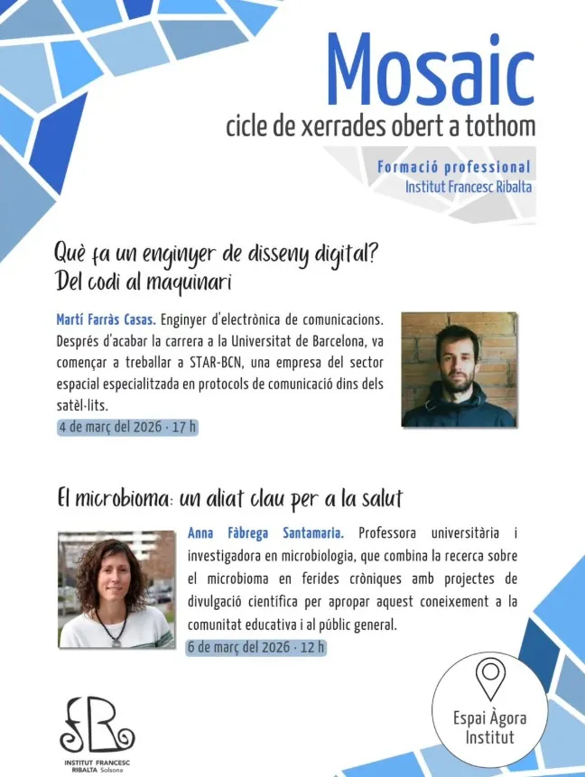 La comunicació dins dels satèl·lits i la microbiologia, protagonistes de les properes xerrades del cicle Mosaic de l'Institut Francesc Ribalta