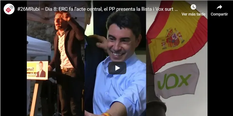 #26MRubí – Dia 8: ERC fa l’acte central, el PP presenta la llista i Vox surt al carrer