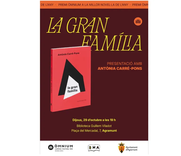 Presenten ‘La Gran Família’, Premi Òmnium a la Millor Novel·la de l’Any, a Agramunt