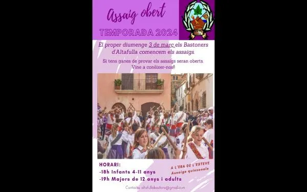 Els Bastoners d’Altafulla ofereixen un assaig obert per començar la temporada
