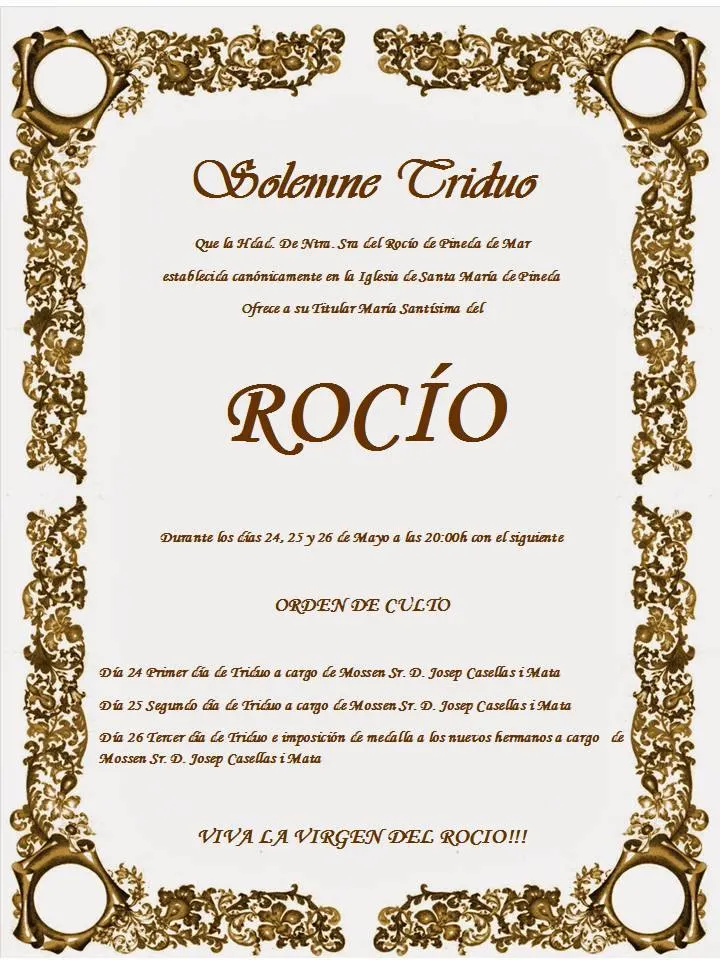 La Hermandad del Rocio de Pineda celebra el Triduo