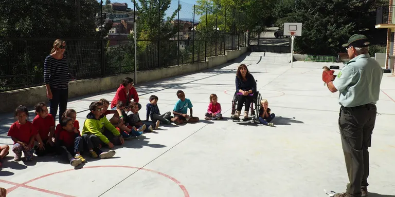 Els Agents Rurals alliberen un xoriguer a l'Escola de Castellciutat