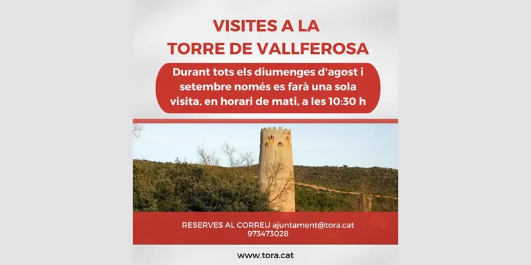 La Torre de Vallferosa oferirà una visita única els diumenges d'agost i setembre