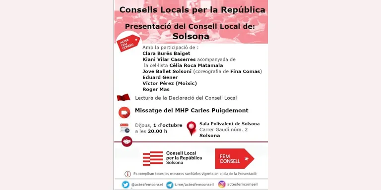 El Consell Local per la República de Solsona es presenta dijous