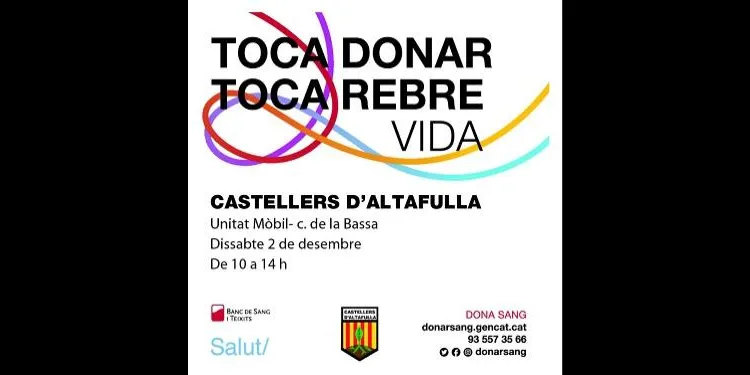 Els Castellers d'Altafulla organitzen una marató de donació de sang aquest dissabte