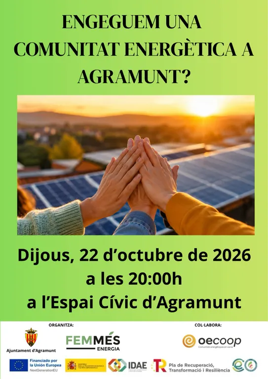 Organitzen una sessió sobre la comunitat energètica d’Agramunt