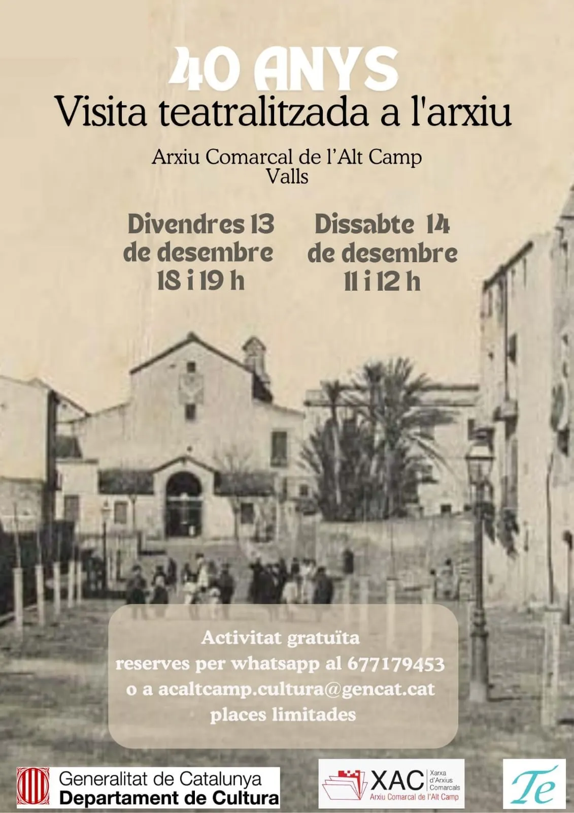 L’Arxiu Comarcal de l’Alt Camp commemora els 40 anys amb visites teatralitzades