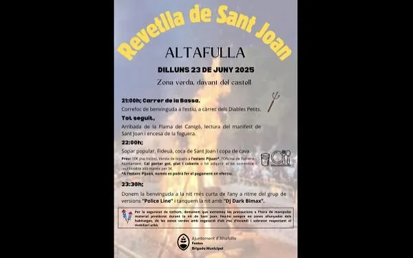 Altafulla celebrarà la Nit de Sant Joan amb foc, sopar popular i música en directe