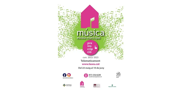 Comencen les preinscripcions i matrícules del curs 2022-2023 a l’Escola Municipal de Música de la Seu
