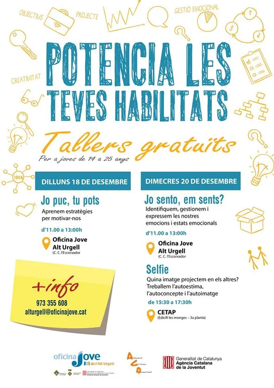 Tallers gratuïts a l'Oficina Jove per potenciar habilitats personals