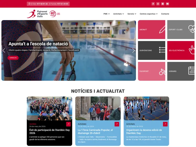 El Patronat Municipal d'Esports estrena nova web