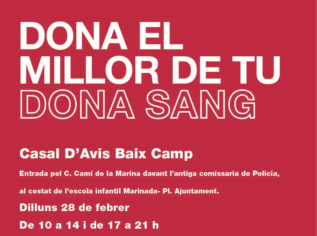 Nova jornada de donació de sang al Casal d’Avis Baix Camp