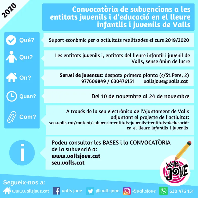 Subvencions per a les entitats d’educació i juvenils en el lleure