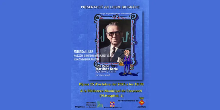La Biblioteca de Constantí acull avui la presentació del llibre “Don Paco Martínez Soria. Aplausos y mutis”