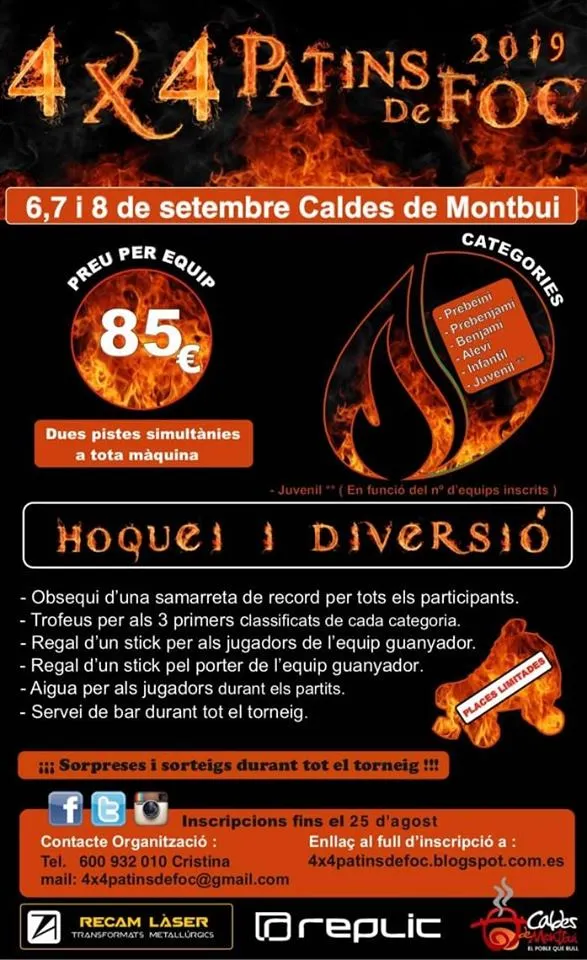 Arriba la 3a Edició del 4x4 Patins de Foc, el torneig d'hoquei patins que s'organitza des del Club d'Hoquei Caldes