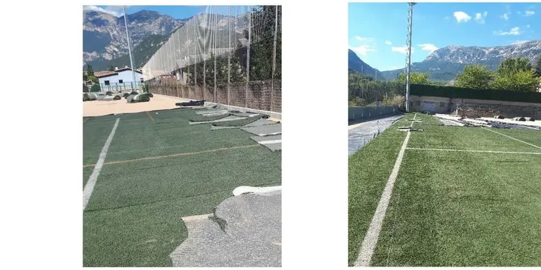Sant Llorenç comença a col·locar gespa artificial al camp de futbol