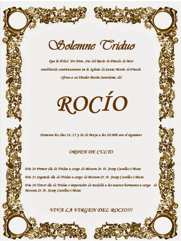 La Hermandad del Rocio de Pineda celebra el Triduo