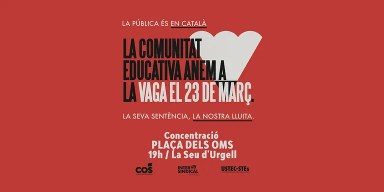 Convocada una concentració a la Seu d'Urgell en defensa de l'escola pública en català