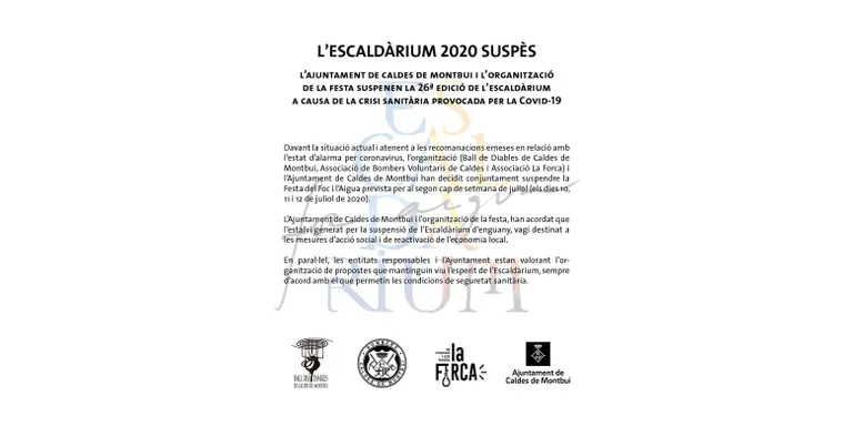 L'Escaldàrium queda oficialment cancel.lat a causa del COVID