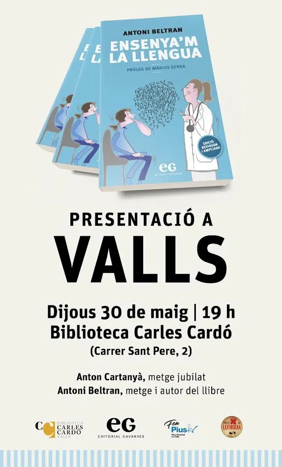 El Doctor Antoni Beltran presenta a Valls el llibre “Ensenya’m la llengua”