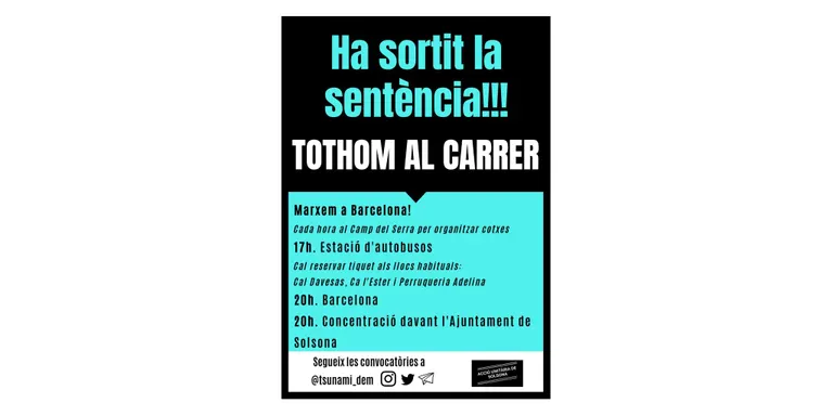 Una concentració davant de l'Ajuntament dona el tret de sortida a les mobilitzacions per la sentència del judici de l'1-O a Solsona