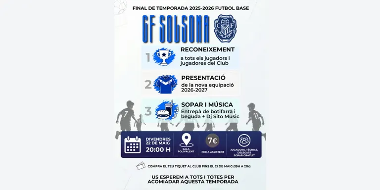 El Club Futbol Solsona celebra aquest vespre la festa de final de temporada del futbol base
