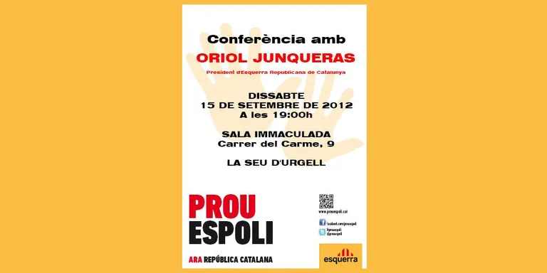 Oriol Junqueras explica a la Seu la campanya 'Prou Espoli. Ara República Catalana'
