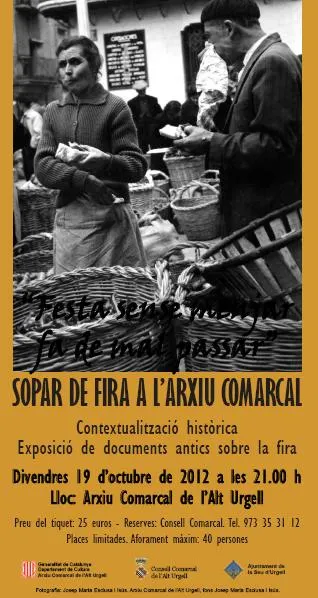 Inscripcions obertes per al Sopar de Fira de l'Arxiu Comarcal de l'Alt Urgell