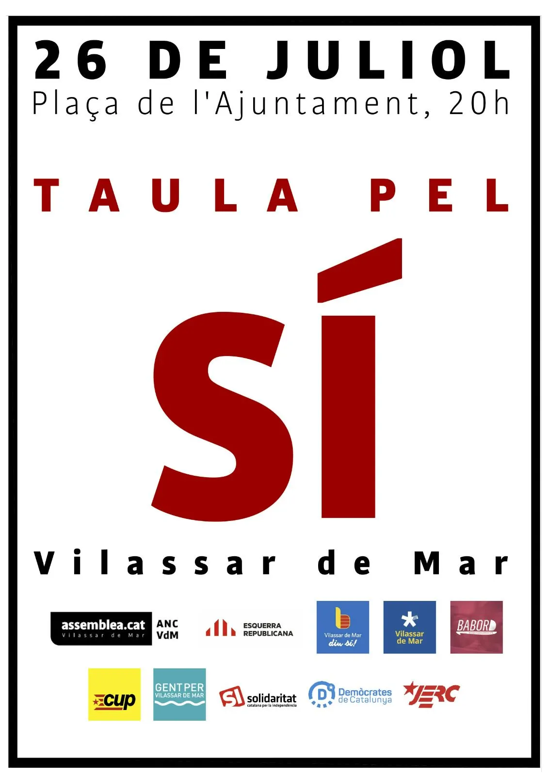 Dimecres 26, constitució de la Taula pel Sí de Vilassar de Mar