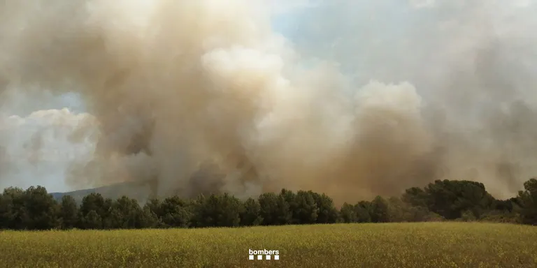 Més de 30 dotacions de Bombers treballen en un incendi al Pont d’Armentera