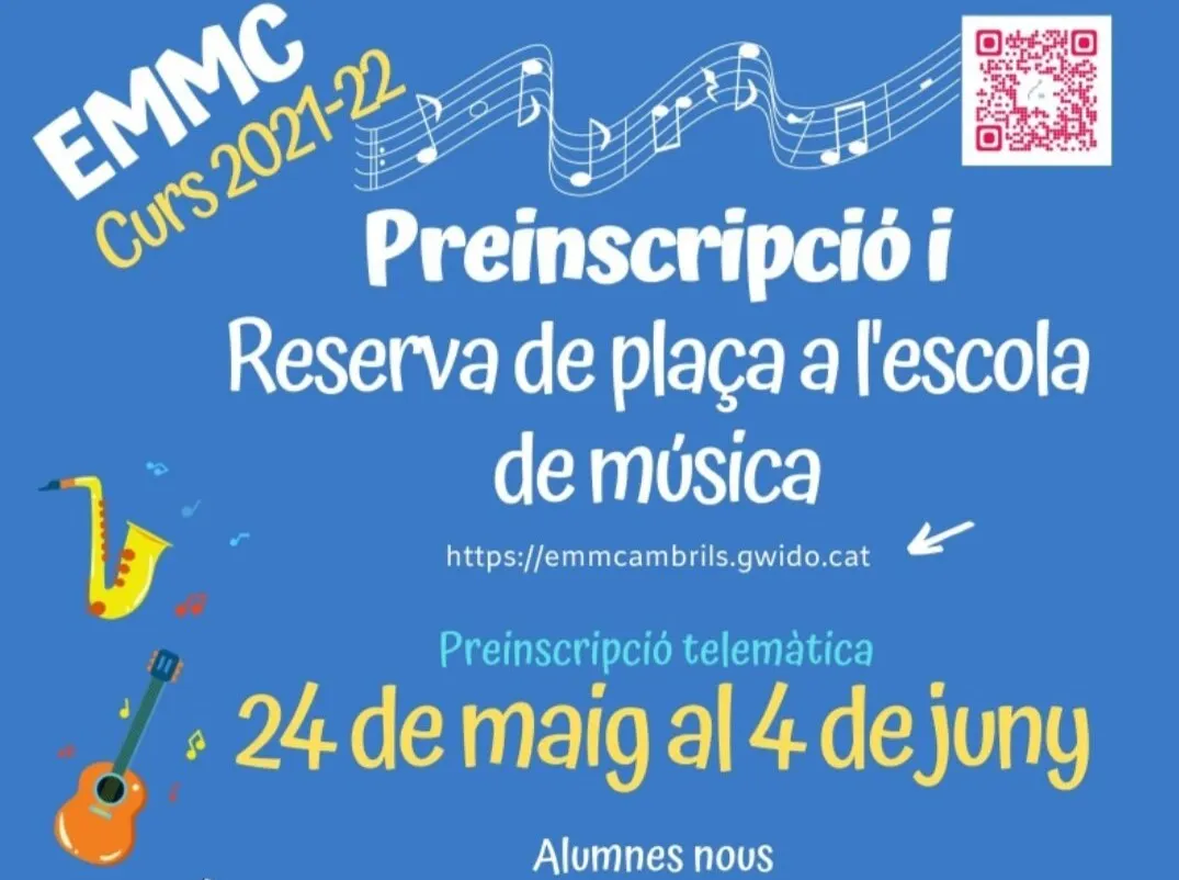 L’Escola de Música de Cambrils començarà el període de preinscripció per al nou alumnat el 24 de maig