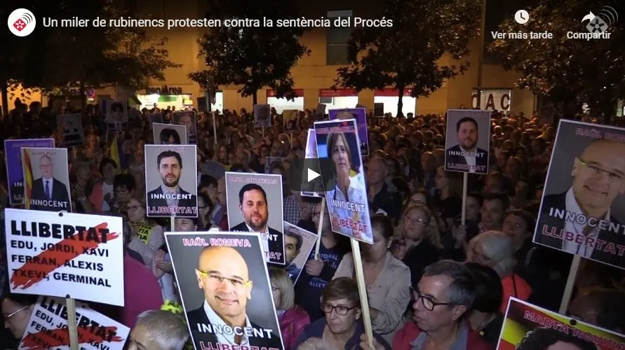 Un miler de rubinencs protesten contra la sentència del Procés