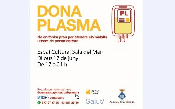 Torredembarra acollirà la primera campanya exclusiva de donació de plasma que es fa al Tarragonès