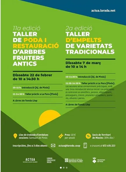 L'Arada organitza nous tallers de poda, restauració i empelts d'arbres fruiters